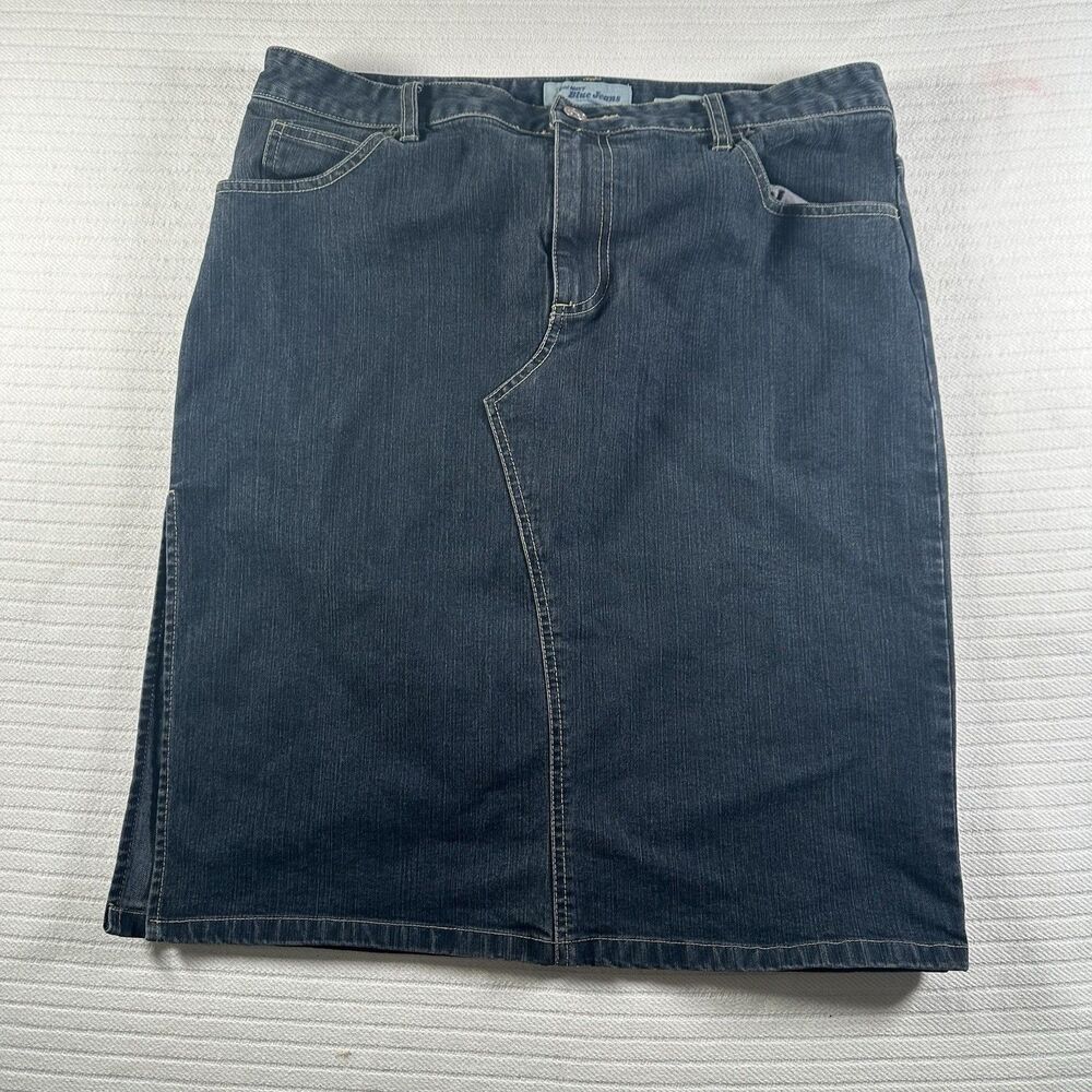 Old Navy Blue Jeans Denim Skirt Womens Size 12 Dark Wash Knee Length